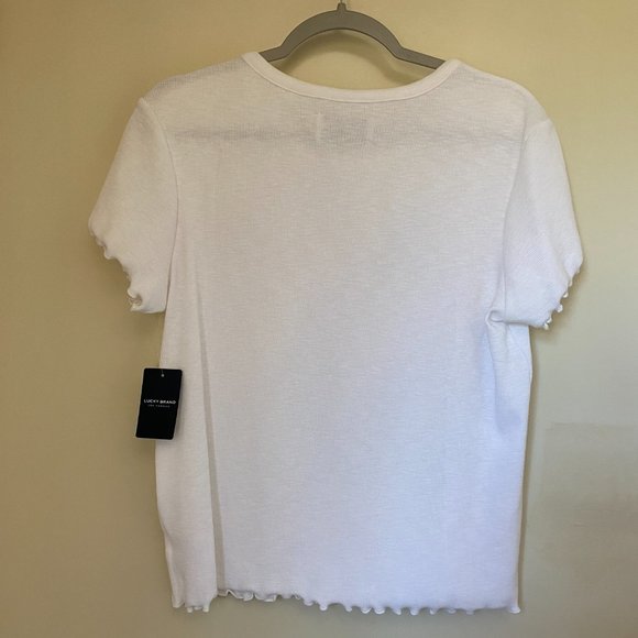 Lucky Brand Ribbed Ruffle Hem Top - Picture 2 of 4